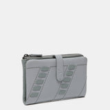 Medium wallet with past details in grey leather
