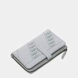 Medium wallet with past details in grey leather