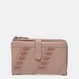 Medium wallet with pasted details in pink leather