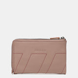 Medium wallet with pasted details in pink leather