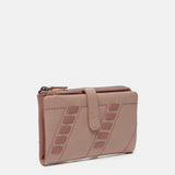 Medium wallet with pasted details in pink leather