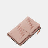 Medium wallet with pasted details in pink leather