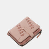 Portafoglio piccolo con dettagli passati in pelle rosa