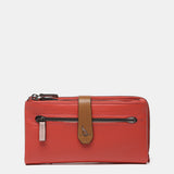 Cartera grande en piel bicolor coral