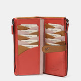 Cartera grande en piel bicolor coral