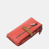 Cartera grande en piel bicolor coral
