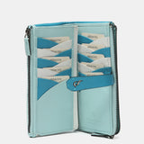 Large wallet in blue two-tone leather