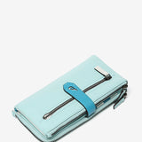 Cartera grande en piel bicolor azul