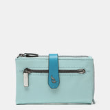 Medium wallet in blue two-tone leather