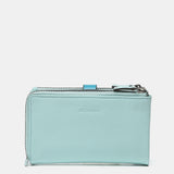 Medium wallet in blue two-tone leather