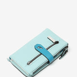 Medium wallet in blue two-tone leather