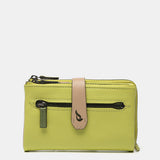 Cartera mediana en piel bicolor verde