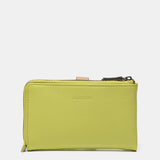 Cartera mediana en piel bicolor verde