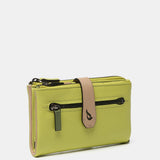 Cartera mediana en piel bicolor verde