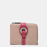 Portafoglio piccolo con chiusura in metallo in pelle rosa