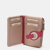 Portafoglio piccolo con chiusura in metallo in pelle rosa