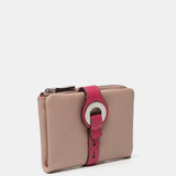 Portafoglio piccolo con chiusura in metallo in pelle rosa