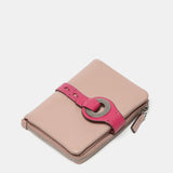 Portafoglio piccolo con chiusura in metallo in pelle rosa