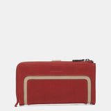 Large red leather wallet