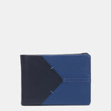 Small leather men's wallet with RFID protection in blue