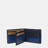 Small leather men's wallet with RFID protection in blue