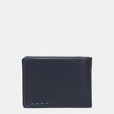 Small leather men's wallet with RFID protection in blue