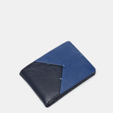 Small leather men's wallet with RFID protection in blue