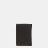 Cartera pequeña de hombre de piel con protección RFID en marrón