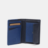 Cartera pequeña de hombre de piel con protección RFID en azul