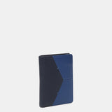 Cartera pequeña de hombre de piel con protección RFID en azul