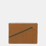 Small leather men's wallet with RFID protection in camel