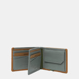 Small leather men's wallet with RFID protection in camel