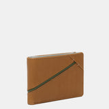 Small leather men's wallet with RFID protection in camel