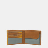 Cartera de hombre de piel combinada con protección RFID en camel