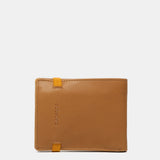 Cartera de hombre de piel combinada con protección RFID en camel