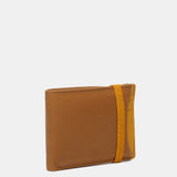 Cartera de hombre de piel combinada con protección RFID en camel