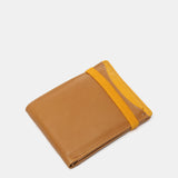 Cartera de hombre de piel combinada con protección RFID en camel