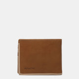 Men's leather wallet with RFID protection in cognac