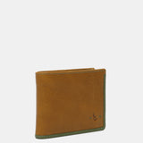 Men's leather wallet with RFID protection in amber