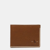 Small men's leather wallet with RFID protection in cognac