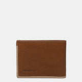 Small men's leather wallet with RFID protection in cognac