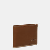 Small men's leather wallet with RFID protection in cognac