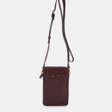 Burgundy leather mobile phone bag