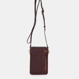 Burgundy leather mobile phone bag