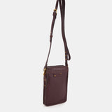 Burgundy leather mobile phone bag