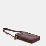Burgundy leather mobile phone bag