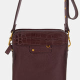Burgundy leather mobile phone bag