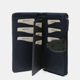 Cartera grande en piel azul