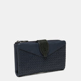 Cartera grande en piel azul