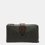 Cartera grande en piel verde